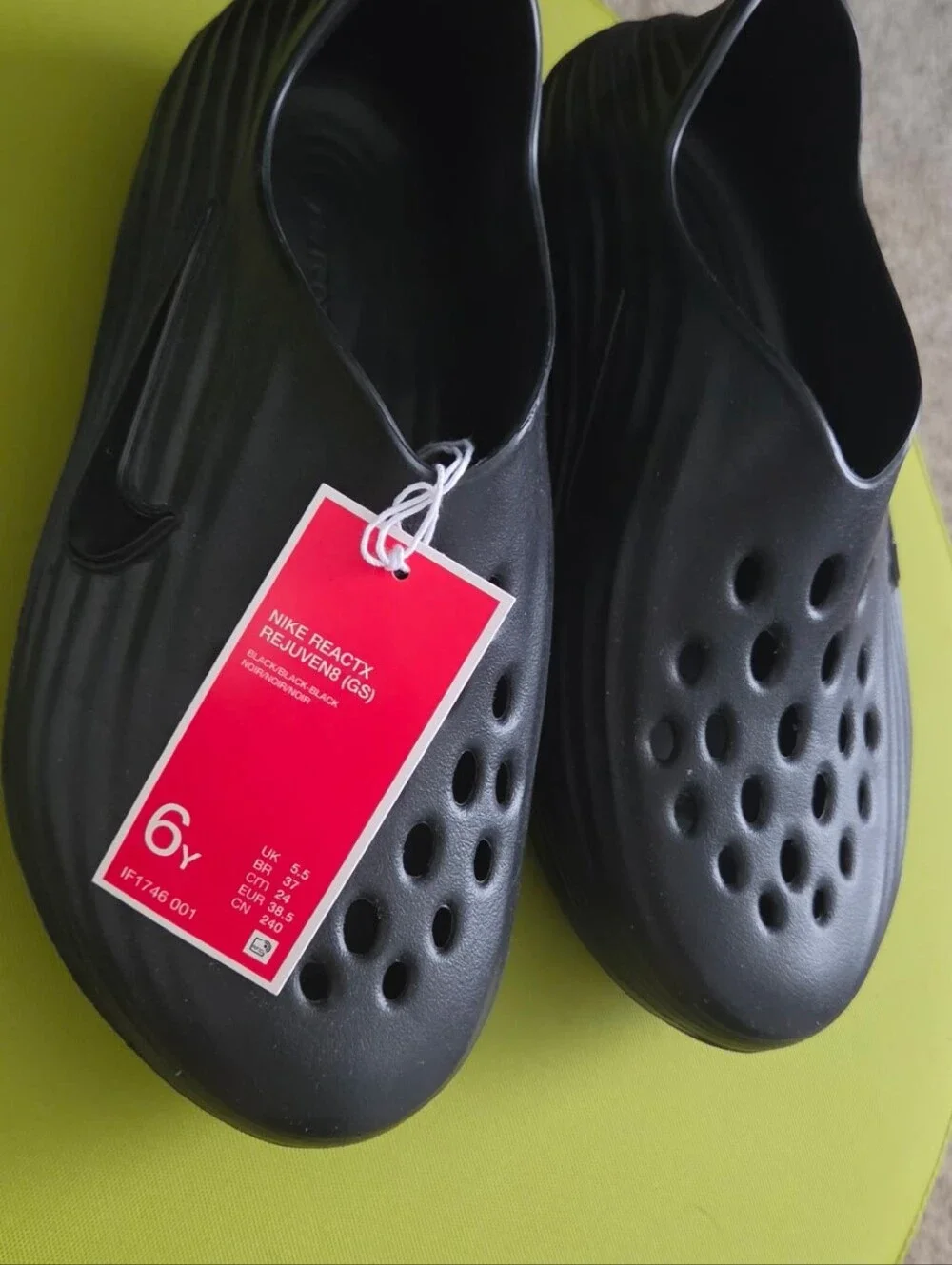 Nike Black React Foam Clog with Vent Holes